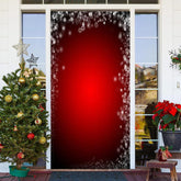 Aperturee - Deep Red Snowflakes Simple Christmas Door Cover